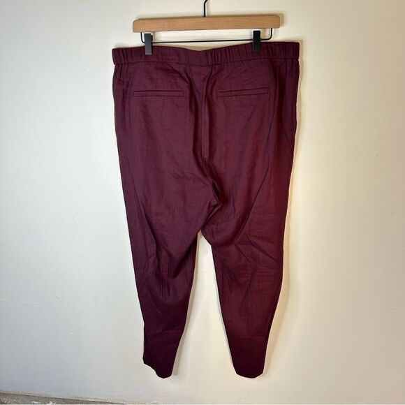 J. Jill Burgundy Linen Blend Relaxed Fit Trousers size XLT - Picture 7 of 11